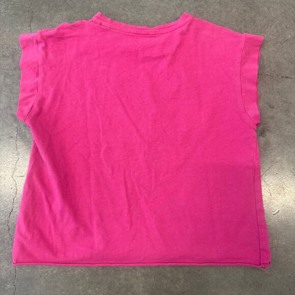 Vintage Y2K Guess Mcbling Rhinestone Pink Crop Graphic Youth Tee Sz 10 - Picture 2 of 5